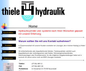 thiele-hydraulik.de: Home
Thiele-Hydraulik - Hydraulikzylinder nach Maß