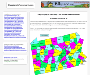 cheaplandinpennsylvania.com: Find Cheap Land for Sale in Pennsylvania | Are you looking for Cheap Pennsylvania Land for Sale?
Find Cheap Pennsylvania Land for Sale! We have lots of cheap Pennsylvania Land to choose from! Hunting Land, Farm Land, Ranch Land, Rural Land, Vacant Land, County Land, and more!