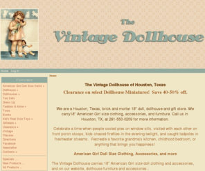 vintagedollhouse.net: The Vintage Dollhouse, Tudor, Half Scale, Quarter Scale and Smaller Miniatures
Selling half scale, quarter scale, 1\/144, and 1\/12 scale dollhouse miniatures.  We carry artisan handcrafted dollhouse collectables, including foods, furniture, Tudor accessories.