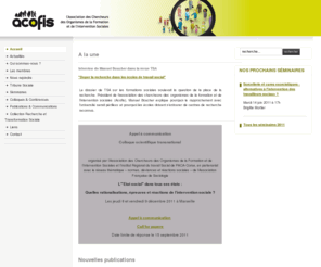 acofis.org: Bienvenue sur le site de l'ACOFIS
Bienvenue sur le site de l'ACOFIS, l'Association des Chercheurs des Organismes de la Formation et de l’Intervention Sociales