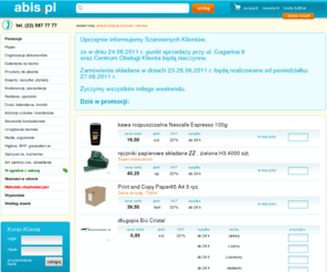 abis.pl: Artykuły Biurowe i Szkolne - Biuroserwis Warszawa - artykuły biurowe - materiały eksploatacyjne - materiały biurowe - akcesoria biurowe - artykuły szkolne - zaopatrzenie biur w Warszawie i w całej Polsce
Artykuły Biurowe i Szkolne ABIS.pl jest nowoczesną, otwartą , wielofunkcyjną platformą handlową umożliwiającą zakupy artykułów biurowych i szkolnych, materiałów eksploatacyjnych oraz wszelkiego wyposażenia dla biur urzędów i instytucji. 