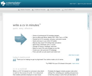 handsoncv.co.uk: CV Template - Write A CV In Minutes
Write a CV in minutes as a Microsoft Word or PDF document. Choice of professional CV template designs that get results. Packed full of examples and expert advice.