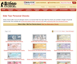 side-tear-checks.net: Side Tear Personal Checks - Artistic Checks
Artistic Checks offers all personal check designs in side tear format.  Matching checkbook covers are also available in side tear format.