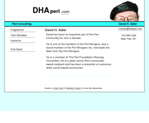 dhaperl.com: David H. Adler : DHAperl.com
David H. Adler Perl consulting