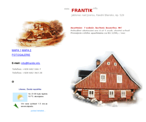 frantik.info: www.FRANTIK.info - Jablonec nad Jizerou, KRKONOE, apartmn
Ubytovn v apartmnu Jablonec nad Jizerou, KRKONOE