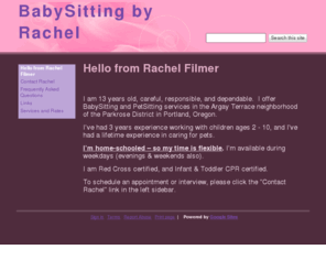 rachelfilmer.com: Babysitting by Rachel
Babysitting by Rachel