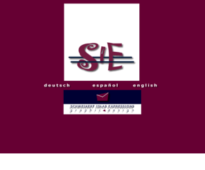 sie-expressions.com: SIE, schweikert islas expressions
Grafik Design, Konzeption und Layout. Diseño grafico, concepto y elaboración. Graphic Design, concept and elaboration. Webseiten, páginas de internet, web pages corporate design, diseño corporativo, logo, logotípos, logos, grußkarten, tarjetas, cards, grafik für industrie design, graficos para diseño industrial, etc...