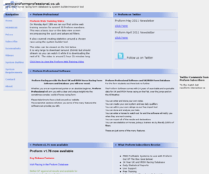 usahorseracing.co.uk: UK & IRISH horse racing form database & system builder/research tool
Proform Racing provide the best UK & IRISH Horse Racing Form Software and Database you will ever need.
The Proform Software comes with 14 years of searchable and exportable data for UK & IRISH horse racing on the Flat, over the Jumps and on the All Weather.
