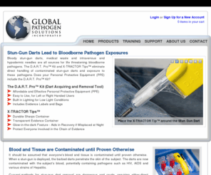 globalpathogensolutions.com: Global Pathogen Solutions: Makers of the D.A.R.T. Proâ¢
D.A.R.T. Pro (Dart Aquiring and Removal Tool) prevents accidental injury from stun gun darts by removing the need for direct human contact.  Blood-contaminated darts are safely extracted and permanently sealed in a leak-proof container, allowing for safe handling and disposal without the risk of blood-borne contamination.