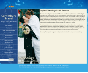 laplandweddings.fi: Lapland Weddings
Weddings in Lapland - Fairy tale weddings for all seasons in scenic Finland. Whether its a snow white wedding or a summer celebration A La Carte Lapland Oy can make it a memorable day.