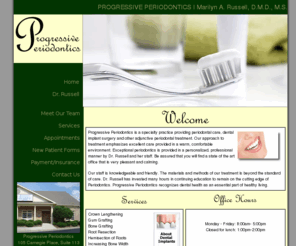 progressiveperiodontics.com: Progressive Periodontics - South Metro Atlanta - Dr. Marilyn Russell
Located in Fayette County, Progressive Periodontics offers periodontal treatment to the South Metro Atlanta area.