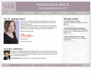 madeleineback.com: Madeleine Bäck, frilansjournalist
