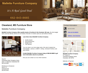 mallettefurnitureco.com: Furniture Store Cleveland, MS - Mallette Furniture Company
Mallette Furniture Company provides Furniture Store, Quality brands & Discounted prices to Cleveland, MS - Call Us Today 662-843-8665.