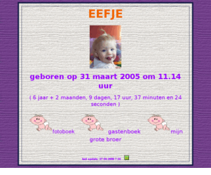 eefjedeboer.nl: Eefje's webje
Eefje's webje, fotoboek van Eefje de Boer