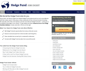 hedgefundsjobdigest.com: Hedge Fund Jobs Digest - Every Hedge Fund Job in one place  - Job Search Digest
Since 2002, we have found every Hedge Fund Job on the web. Exclusive Hedge Fund jobs, career resources & profiles of niche recruiters. Free trial available.