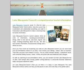 lakemacquarie.org: Lake Macquarie Council
Lake Macqurie City Council – Find out about tourist attractions, accommodation, fine dining and other services in the Lake Macquarie City area.
