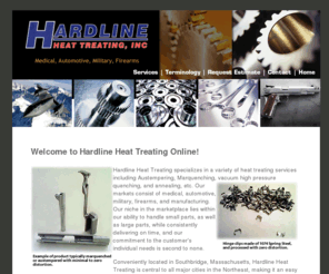 hardlineheattreating.com: Welcome to Hardline Heat Treating Online!
Hardline Heat Treating specializes in a variety of heat treating services including Austempering, Marquenching, vaccum high pressure quenching, and annealing, etc. Our markets consist of medical, automotive, military, firearms, and manufacturing. Our niche in the marketplace lies within our ability to handle small parts, as well as large parts, while always providing on-time delivery, and our customer service is second to none.