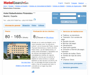 hrpiramides.com: Hotel Rafaelhoteles Pirámides, Madrid, España | HotelSearch.com
Hotel Rafaelhoteles Pirámides, Madrid, España - Grandes ofertas desde 80€, Lee 99 opiniones, revisa la nota de los clientes y las fotos. Reserva una habitación en Hotel Rafaelhoteles Pirámides, Madrid, España