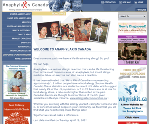 anaphylaxis.org: Anaphylaxis Canada >  Home
Anaphylaxis Canada - Helping people live with deadly allergies