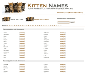 kittennames.info: Kitten Names - Free searchable database of unique kitten names
kitten names and their meanings