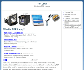 tdplamp.com: TDP Lamp
TDP Lamp is a medical device tool that treats various illnesses. TDP Mineral Lamps employ clay by heating it with far infrared light. TDP Mineral lamps Lamps are widely used for pain relief.