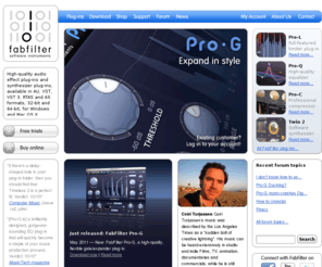 fabfilter.com: FabFilter Software Instruments - Audio effect and synthesizer plugins AU VST RTAS
FabFilter creates high quality audio effect plug-ins and software synthesizers in VST, RTAS and Audio Units format for Windows and OS X. FabFilter has a reputation for cutting-edge filter technology and excellent sound.