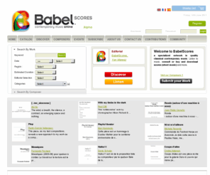 babelscores.com: BabelScores - Contemporary Music Online
Access easily a selection of classical contemporary music through search engine, discover or research. Listen for free, take a look or buy scores (sheetmusic) online. Composers can submit their work in order to be diffused by BabelScores