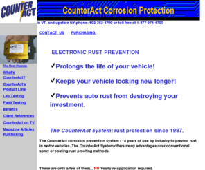 counter-act.com: Rust Prevention System,CounterAct Electronic Rust Control-Stop Rust via Electronic Rust Protection.
Rust protection, CounterAct electronic rust prevention-for oxidation and corrosion control on metal surfaces without sprays or coatings