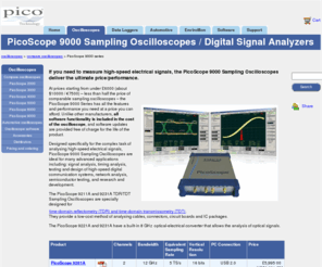 picoscope9000.com: PicoScope 9000 Series - Sampling Oscilloscopes / Digital Signal Analyzers (DSAs)
The 2-channel, 12 GHz PicoScope sampling oscilloscope costs less than half the price of comparable sampling oscilloscopes. Find out more today.