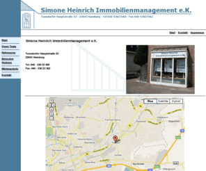 immobilienheinrich.de: Simone Heinrich Immobilienmanagement e.K. Hamburg
Hauptseite der Simone Heinrich Immobilienmanagement e.K., Hamburg.