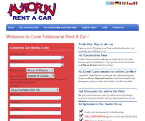 falassarnarentacar.com: Rent a Car Crete - Auto Fun
rent a car Falassarna is a car rentals crete company located in Kissamos and Falasarna, providing reliable and cheep car hire crete services