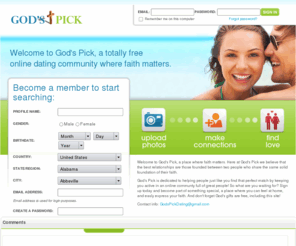 godspick.com: GodsPick
Meet fun Christian singles today. All our services are always Free! Sign up, post pictures, find singles, find love.