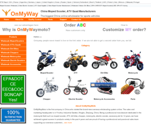 scooterscn.com: EEC EPA Moped Scooter Wholesale | ATV Quad | Electric Scooter Supplier
OnMyWay,China leading moped scooter,ATV quad manufacturer dedicated in the scooter field such as moped scooter,ATV,dirt bike,chopper,motorcycle,electric scooter,accessories for 12 years.