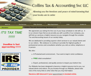 collinstax.com: Collins Tax and Accounting - Expert Services
Collins Tax and Accounting provides a vital service....