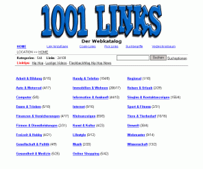 1001links.de: Webkatalog 1001links.de
1001Links ist ein redaktionell gepflegter Webkatalog. Zu jedem Link in diesem Webkatalog wird eine eigene Detailseite angelegt.