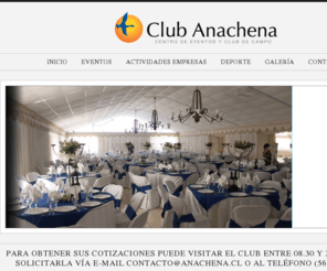 anachena.cl: Eventos Empresas y Matrimonios
Completa infraestructura para celebraciones de todo tipo de eventos, al aire o en uno de nuestros 3 salones