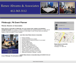 reneeabramsassoc.com: Renee Abrams & Associates
Renee Abrams & Associates provides comprehensive development and execution of your project or event to Pittsburgh, PA. Call 412-363-3112 for details.