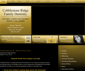 macombcosmeticdentistry.net: Macomb Dentist - Jeffery R  Teno, D.D.S. - Dentist Macomb, MI
Jeffery R  Teno, D.D.S. is a general dentist specializing in dental procedures and services in Macomb, MI. Jeffery R  Teno, D.D.S. is located in Macomb, MI.