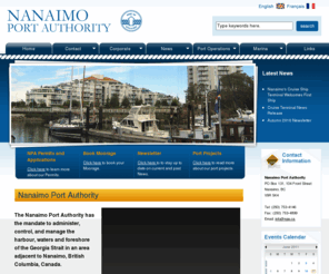 npa.ca: Nanaimo Port Authority
The Nanaimo Port Authority has the mandate to administer, control, and manage the harbour, waters and foreshore of the Georgia Strait in an area adjacent to Nanaimo, British Columbia, Canada.