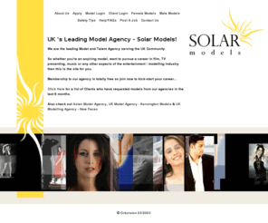 solarmodels.com: Model Agency UK - Solar Models specialising in UK Modelling, modeling, UK Models, Glamour models, English Models, England, Modelling Agency
Model Agency UK, UK Modelling, modeling, UK Models, Glamour models, English Models, England, Modelling Agency