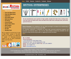 rivtool.com: Blind Rivets, Riveting Tools, Rivet Nuts, Open End Blind Rivets, Close End Blind Rivets, Riv Tool, Mumbai, India
Manufacturers & Exporters of Blind Rivets, Open End Blind Rivets, Close End Blind Rivets, Solid Rivets, Multi Grip Rivets, Peel Rivets, Grooved Rivets, Semi Hollow Rivets, Hammer Drive Rivets, Mumbai, India