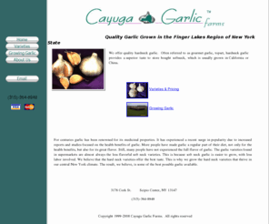 cayugagarlic.com: Cayuga Garlic Farms
Quality seed garlic grown in the Finger Lakes Region of New York State