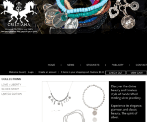 cristiana.com.au: Home Page
Shop a handpicked selection of sterling silver and exotic handmade jewellery. Cristiana has created a range of boho chic jewellery.  They look great when stacked together but offer love, protection, and empowerment to all who wear them.  Cristiana has been seen on celebrities like Hilary Duff, Elle MacPherson, and Cheyenne Tozzi and can be seen in all the latest fashion magazines.   You are sure to fall in love with this charming range!!