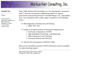 markus-net.com: Markus-Net - Washington, D.C. IT Services and Systems Engineering for Government and Small Business
Washington DC Area IT Services Systems Engineering Government and Small Business Consulting TS/SCI Clearance Cleared DCID SAN COOP
