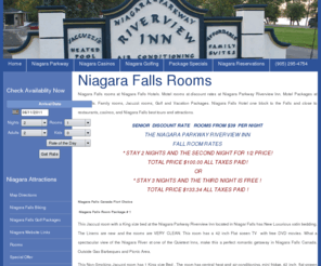 niagarafallsrooms.com: Niagara Parkway Riverview Inn - Niagara Falls Parks
Niagara Parkway Riverview Inn is located on the beautiful Upper Niagara River Parkway. Just remodeled and is very clean restful place. Play Niagara's best golf courses. Bike, fish and hike the Niagara Parkway.