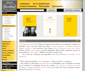 editions-verdier.fr: Éditions Verdier
Éditions Verdier : Littérature française (roman, essai) et traductions. Philosophie, pensée juive, islam