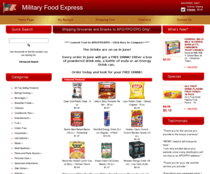 militaryfoodex.com: Military Food Express- Order Groceries - Online Groceries - All Shipped Overseas
Groceries for overseas military personnel offering APO Shipping and FPO Shipping.