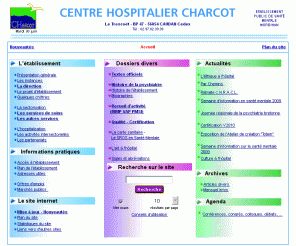 ch-charcot56.fr: Centre Hospitalier Charcot - Caudan (56)
Présentation de l'établissement (instances,services médicaux et autres services, projets), sectorisation, hospitalisations, consultations, partenariats, démarche qualité, textes réglementaires, pages d'histoire