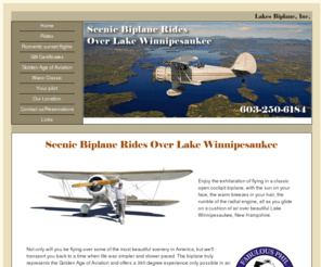 lakesbiplane.com: Biplane Rides Over Lake Winnipesaukee New Hampshire
Enjoy the exhilaration of flying in a classic open cockpit biplane over beautiful Lake Winnipesaukee, New Hampshire.