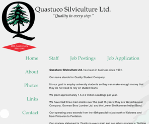 quastuco.com: Quastuco Silviculture - Quality in every step.
Quastuco Silviculture Ltd. home page.  Tree planting in the Okanagan.